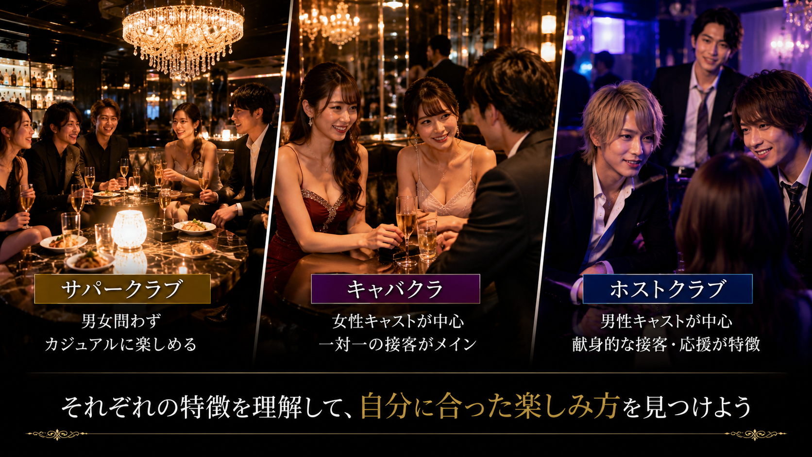 キャバクラやホストクラブとの違いを徹底解説