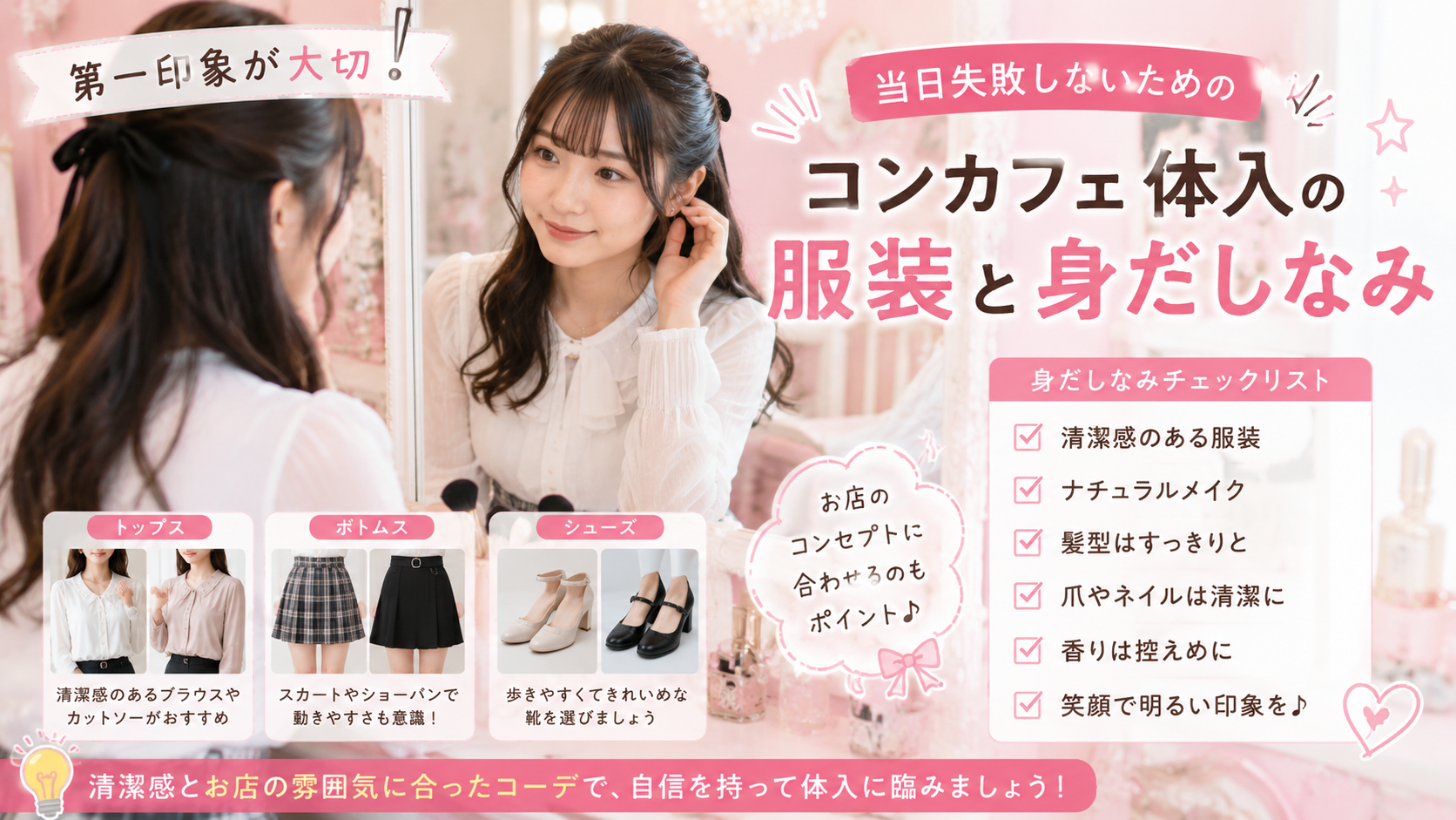 当日失敗しないためのコンカフェ体入の服装と身だしなみ