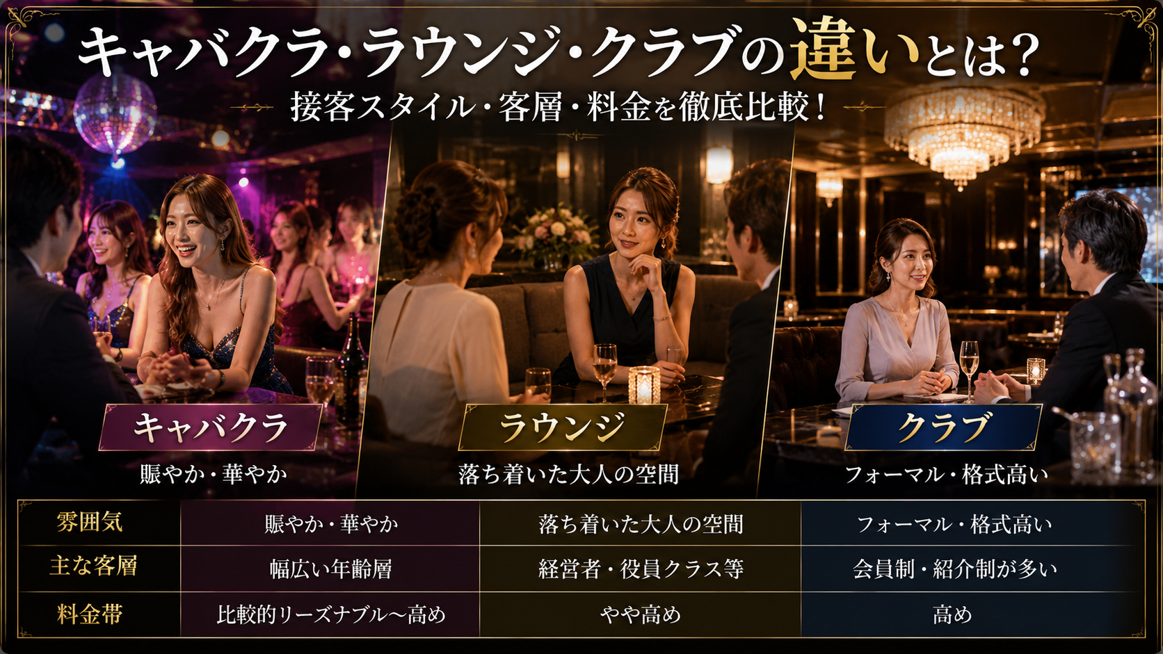 キャバクラ・クラブとの違い